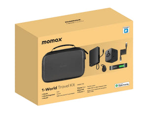 MOMAX 1-World Travel Essential Kit – VPD0176 packaging on a beige background