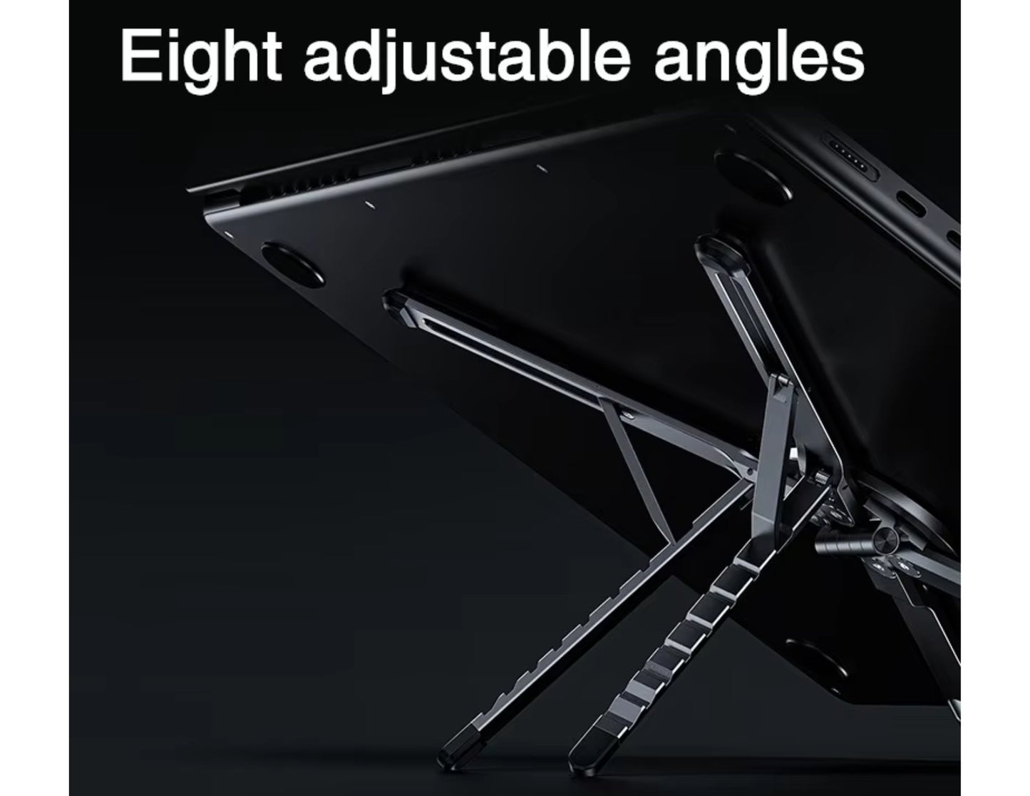 E05 Multi-purpose Travel Portable Stand (5-in-1, Magnetic, Waterproof) with adjustable angles on a dark background