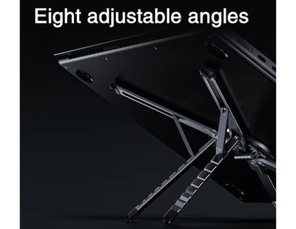 E05 Multi-purpose Travel Portable Stand (5-in-1, Magnetic, Waterproof) with adjustable angles on a dark background