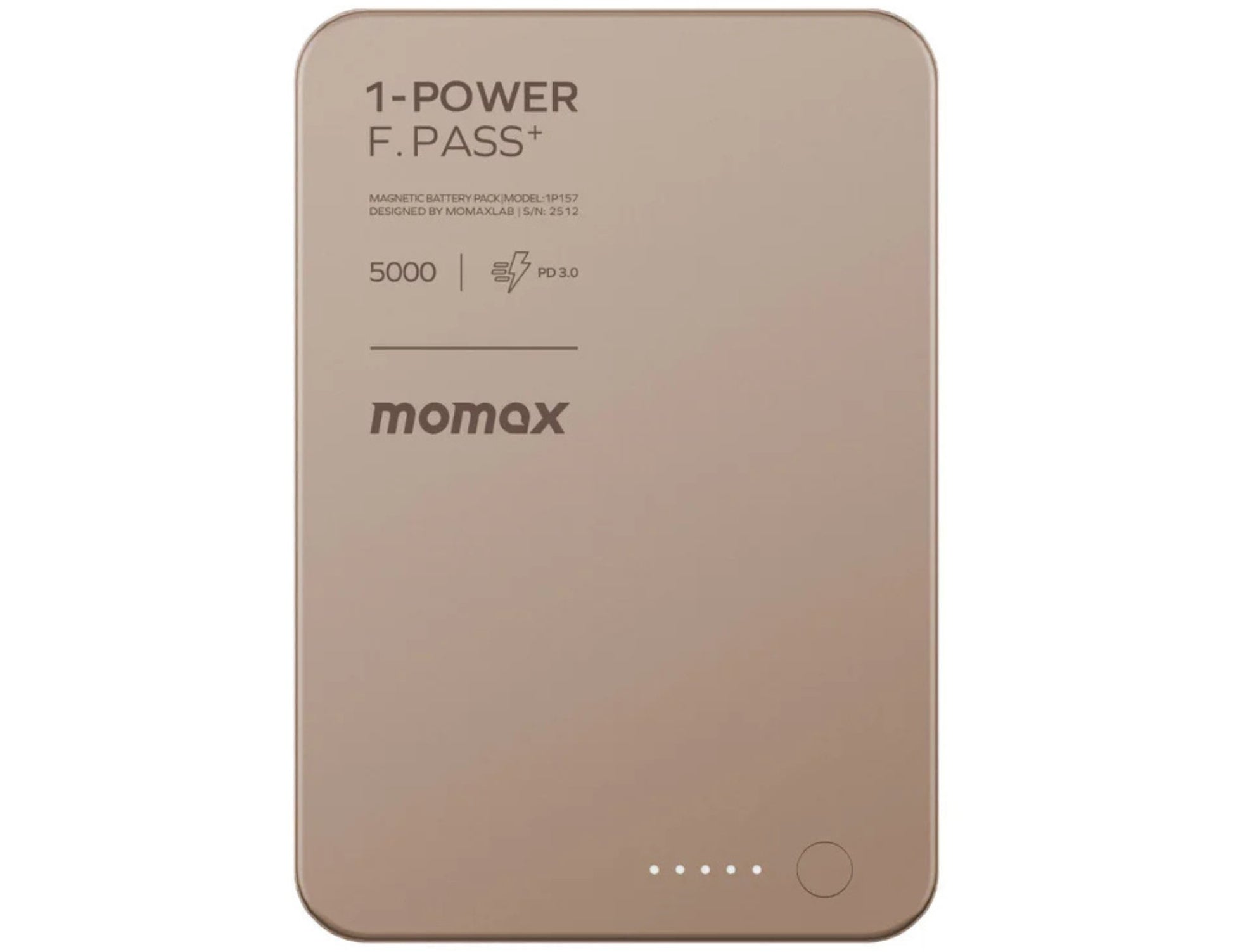 Momax F.Pass+ 5000mAh Magnetic Power Bank with USB-C Cable, 20W Fast Charging, Ultra-Slim Design