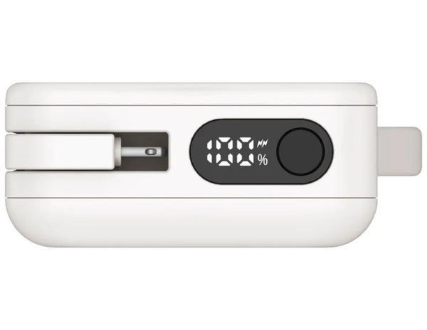 White electronic device with digital display on a white background