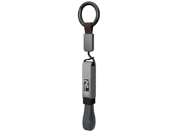 Keychain with a digital display on a white background
