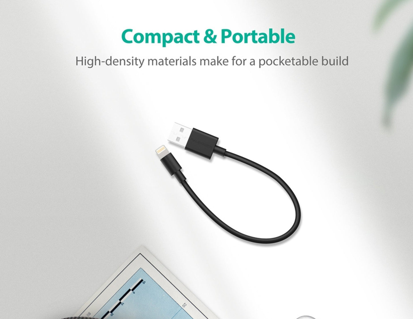 كابل RAVPower RP-CB029 Lightning بطول 0.2 متر - كابل USB قصير جدًا للشحن والمزامنة