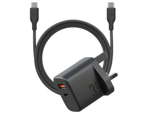 Black Bazic Velox Kit UK 1C1A PD35W GaN Charger + 1.5M C2C 60W Cable – CHR-GPVLX-UK on a white background