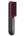 Hair straightening brush with red bristle head and black handle on a white background