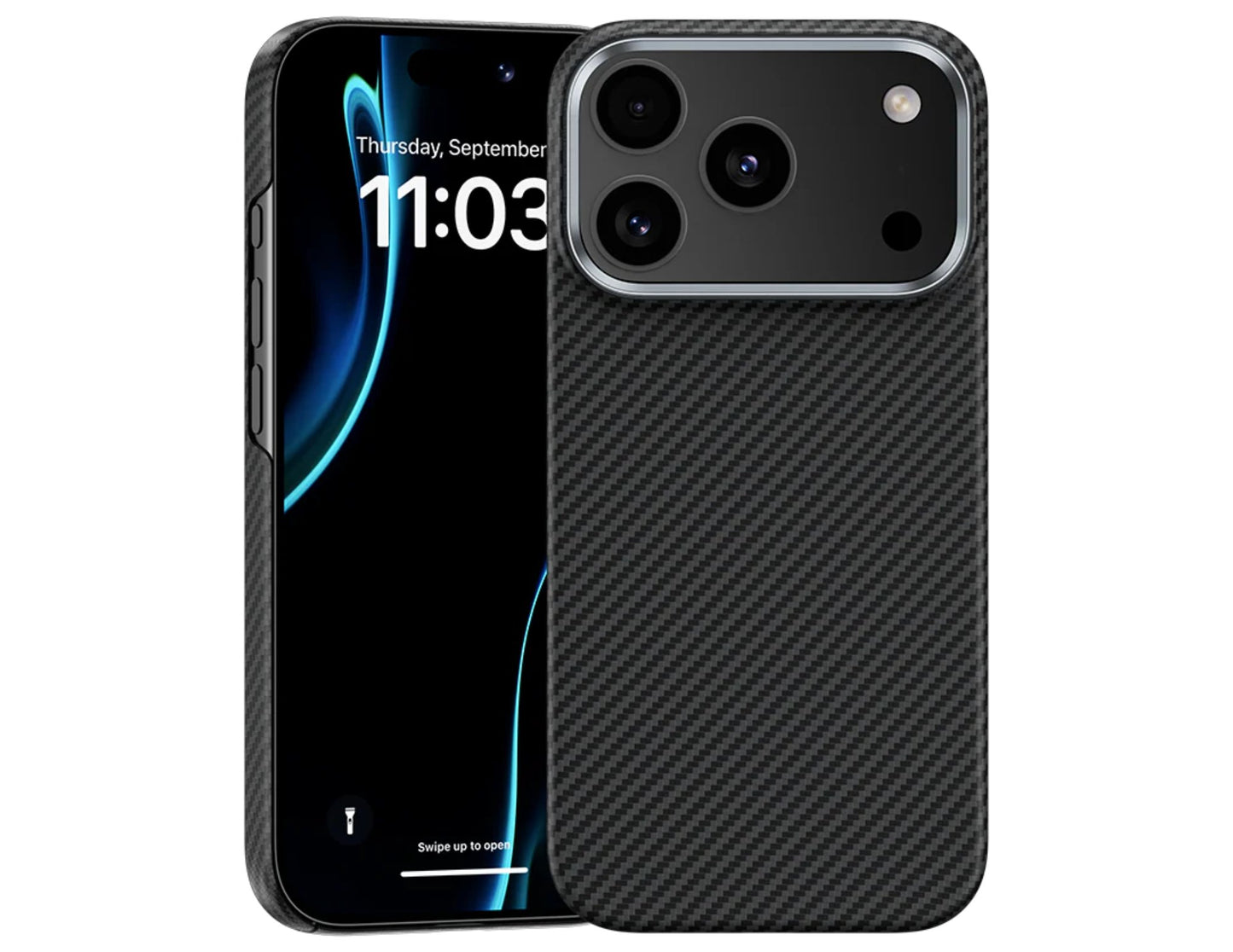 Smartphone with a Benks ArmorAir 600D Kevlar® Case for iPhone 17 Pro on a white background