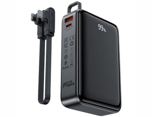 Acefast M4 20000mAh Power Bank with USB cable on a white background