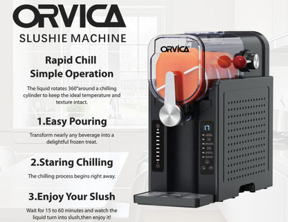 Orvica slushie machine with text on a white background