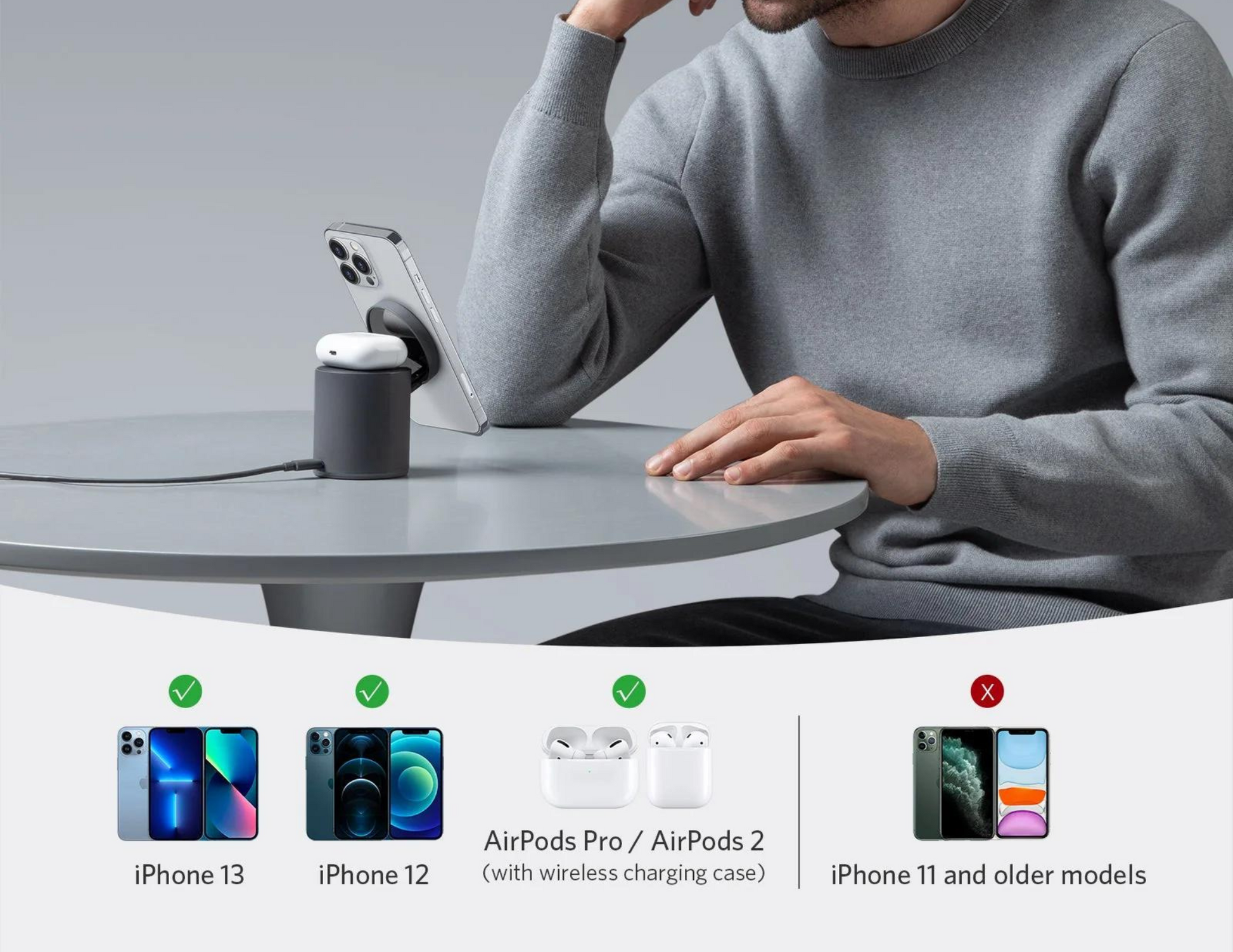 Anker 623 Magnetic Wireless Charger MagGo 2-in-1 Charging Station