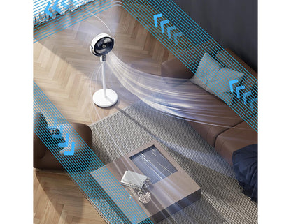 Ceiling fan in a room with a modern interior design.