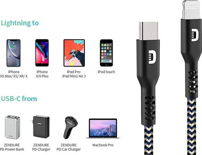 كابل Zendure SuperCord USB-C إلى Lightning