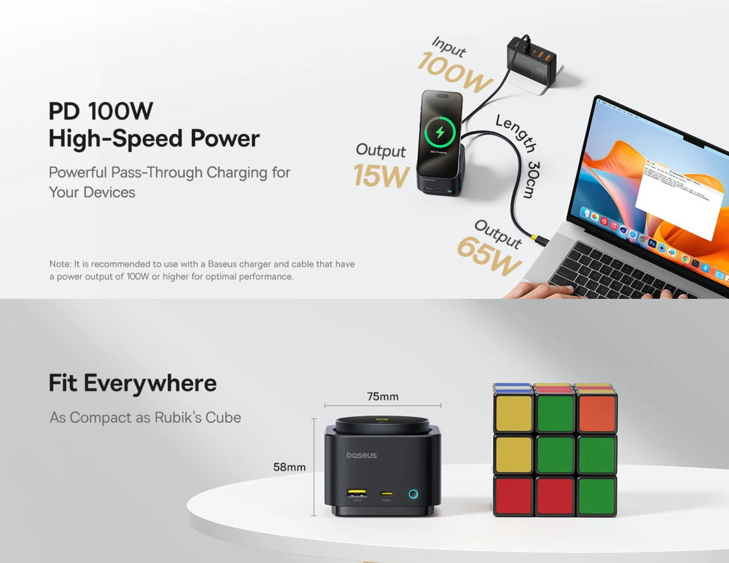 موزع Baseus MagPro Series II USB-C 7 في 1 مع شحن لاسلكي مغناطيسي بقوة 15 وات - أسود كوزميك B00072900121-00