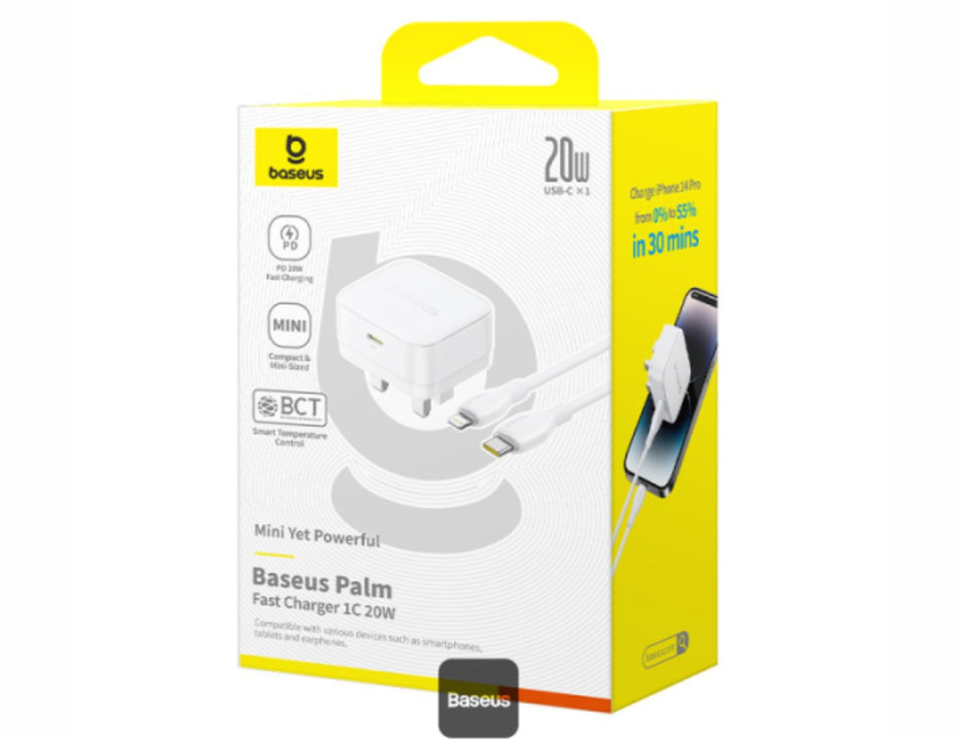 Baseus Palm fast charger packaging on a white background