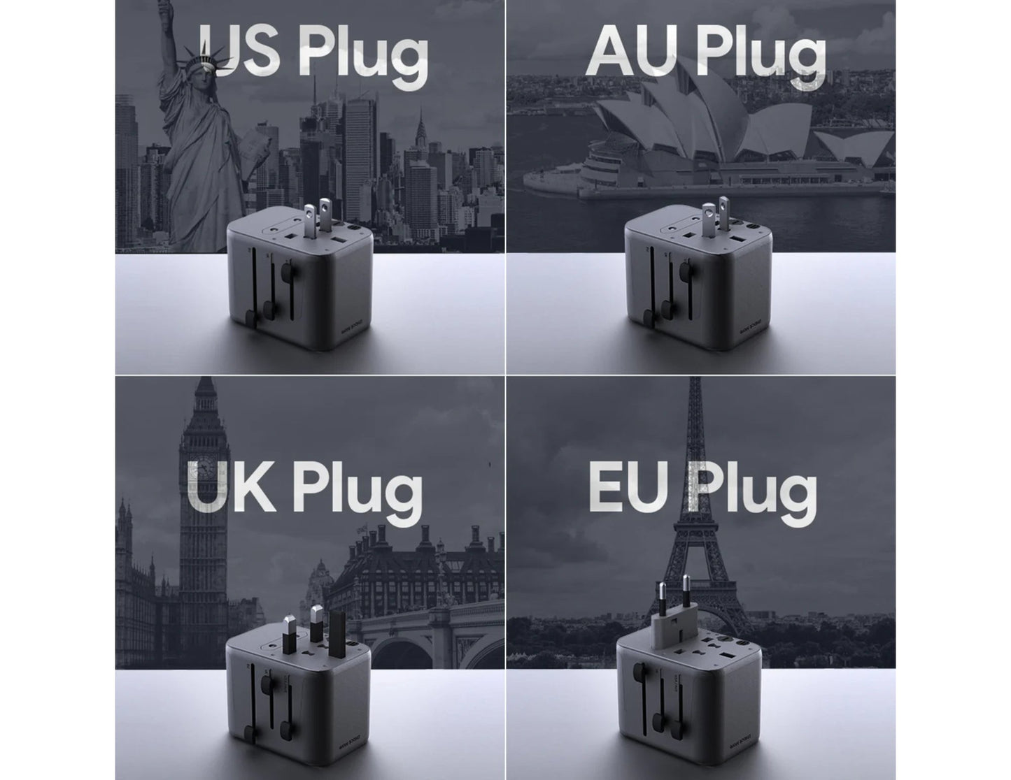 Aukey Travel Mate 35W GaN Universal Adapter with USB Ports PA-TA07A Gray