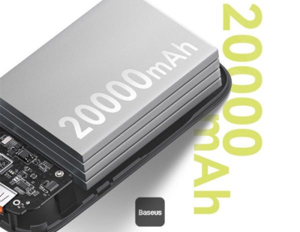 Baseus power bank with 20000mAh capacity on a white background