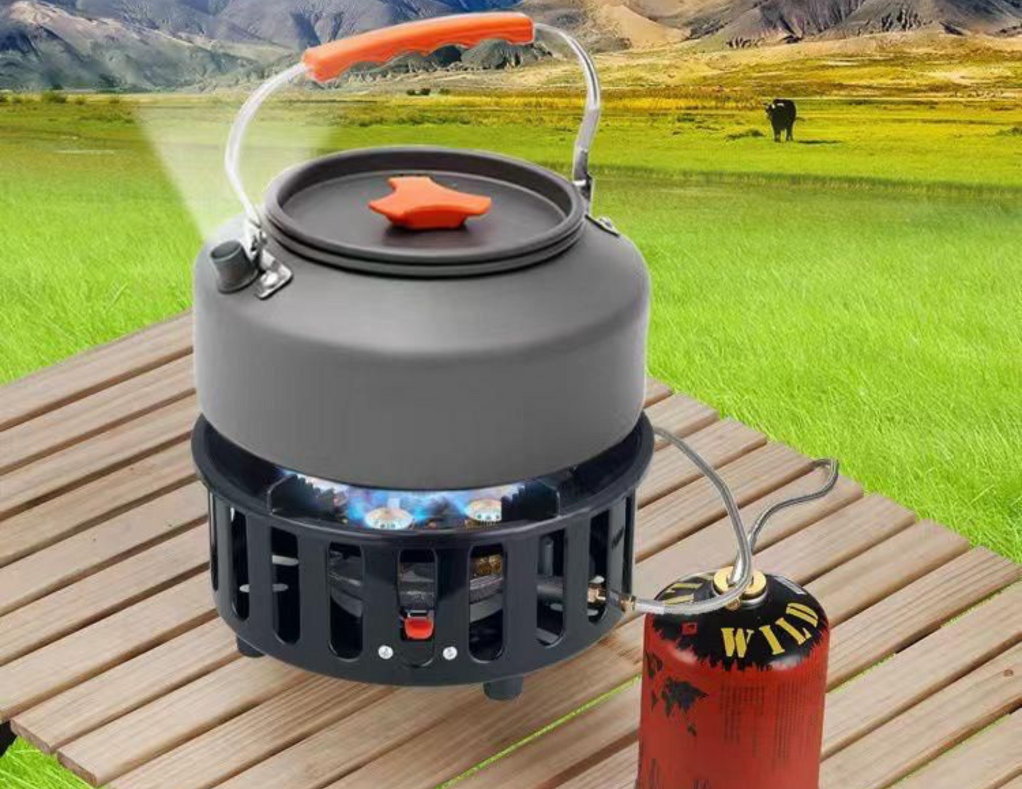 Camping Gas Stove – Portable & Windproof 7-Copper Burner for Outdoor Cooking