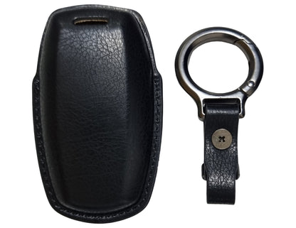 Black Car Key Cover for Haval H9 – Alcantara or Leather with keychain on a white background