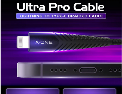 كابل X.ONE Ultra Pro Lightning إلى Type C مضفر بطول 1 متر باللون الأسود