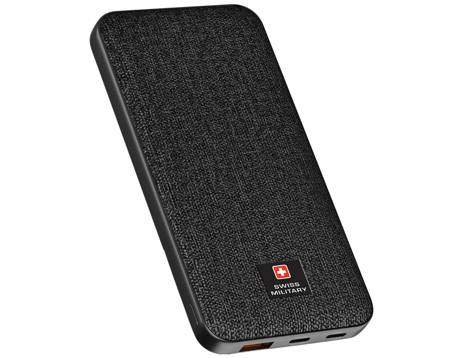 Black Swiss Military Power House 10000mAh USB-C 20W Power Bank – SM-PB-10K-2C1A on a white background
