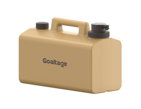 Beige Goaltage AquaPro Water Storage – GT-BKT01 (20L) with black caps on a white background, featuring the brand 'Goaltage'.