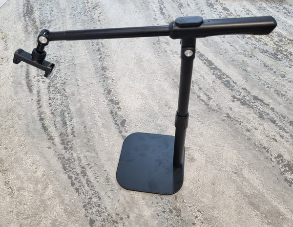 F7 Desktop Overhead Photography Stand with Multi-Axis Adjustment A-F7-ZMSJH – Black on a concrete surface