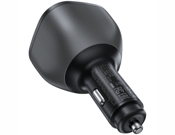 Black car charger on a white background