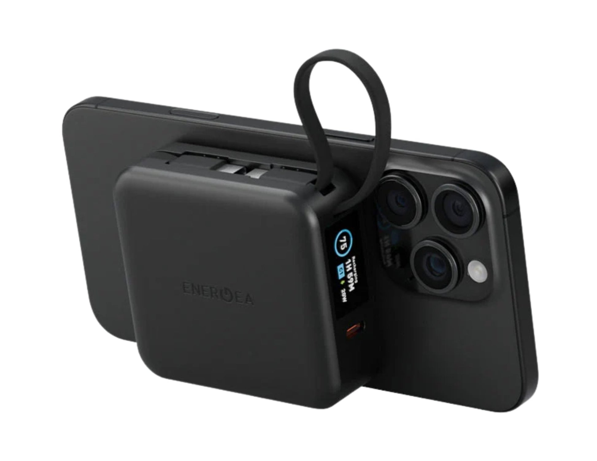 ENERGEA MagPac Mini Plus 10,000mAh PD20W 4-in-1 Qi Magnetic Power Bank MP-MINIPLUS-BLK on a white background