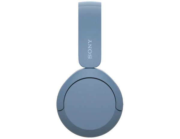 Blue Sony headphones on a white background