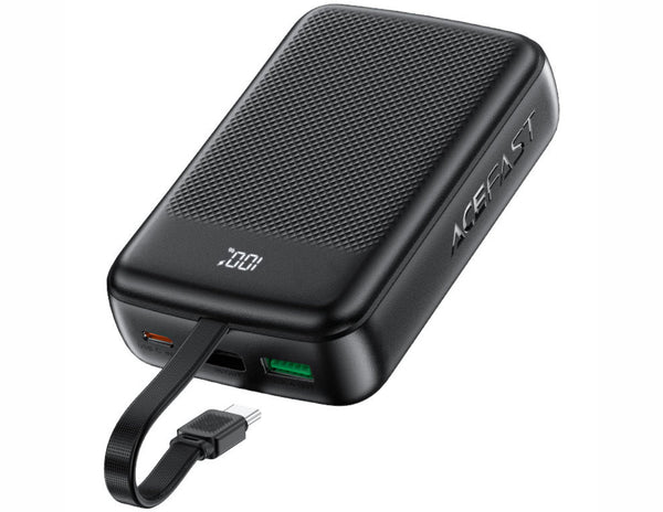 Black power bank with ACEFAST branding on a white background