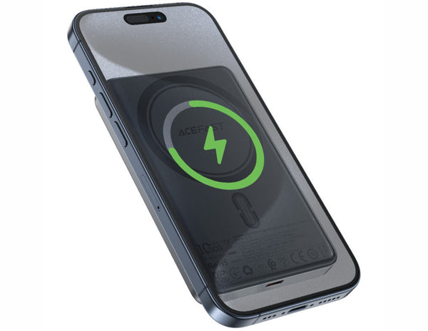 Phone case with wireless charging pad and 'Acefast' logo on a white background