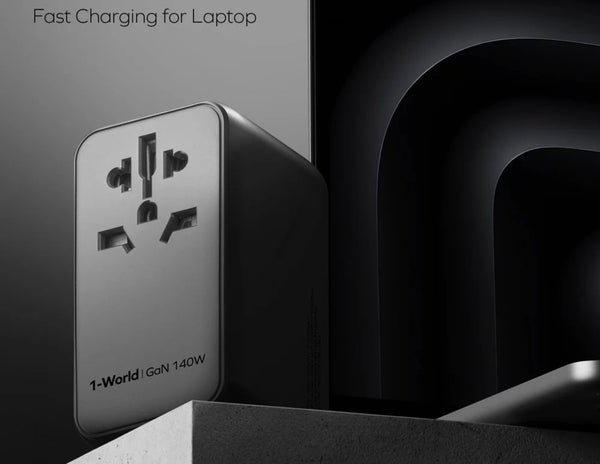 Momax 1-World Universal 4-Port Travel GaN Charger 140W + USB-C Cable (UA16UKGSD)