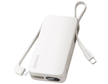 بنك طاقة موماكس 1-باور فيتال+ بسعة 10000 مللي أمبير/ساعة مع منفذ USB-C وLightning مدمج - IP138MFID / IP138MFIW