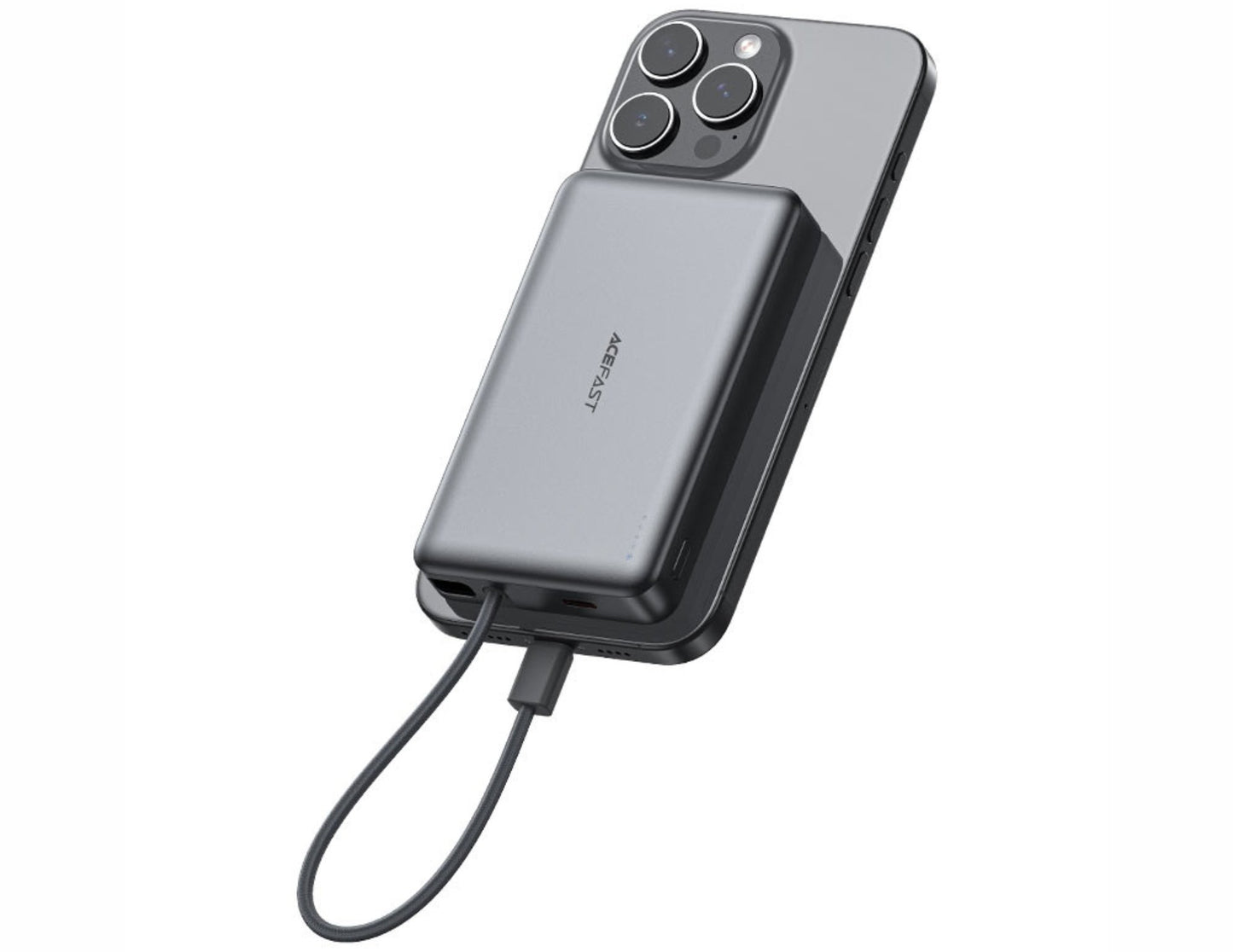 Phone case with power bank attachment on a white background