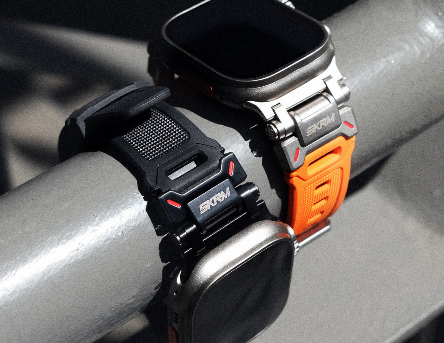 SkinArma Apple Watch Ultra Bands - Orange Red and Black