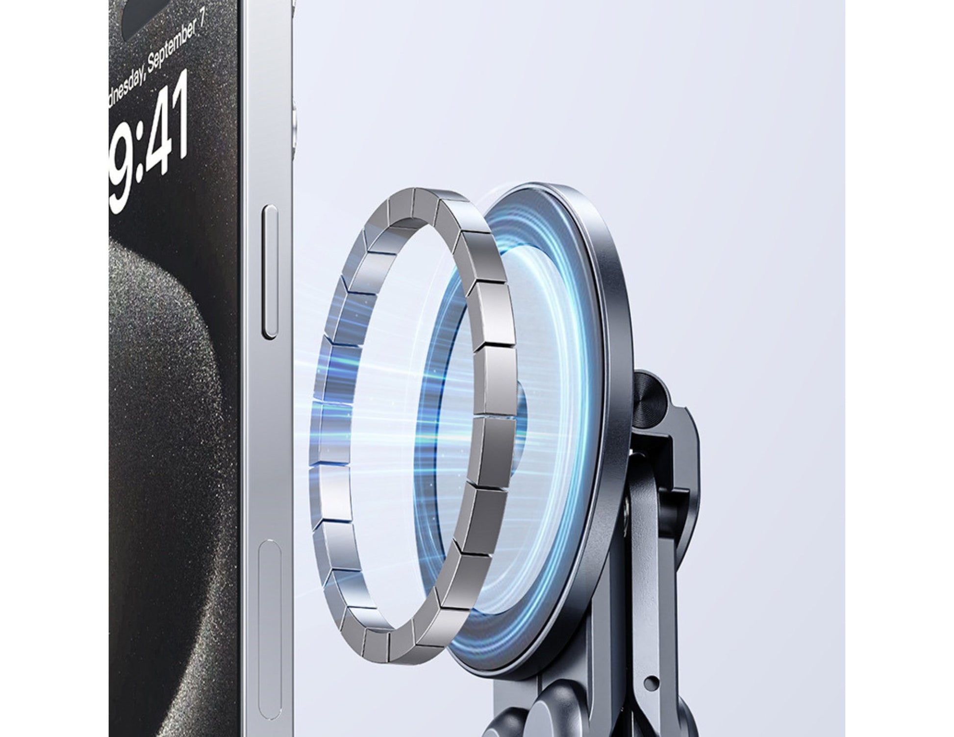 Smartphone with a unique camera lens design on a light gray background