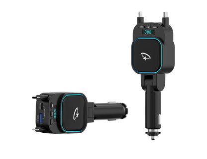 Black Goaltage PowerTune Pro Bluetooth FM Transmitter GT-FMTR02 – 96W with digital display on a white background