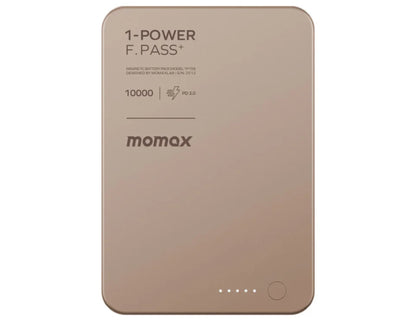 Momax F.Pass+ Magnetic Power Bank 10000mAh with USB-C Cable, 30W Fast Charging, Ultra-Compact