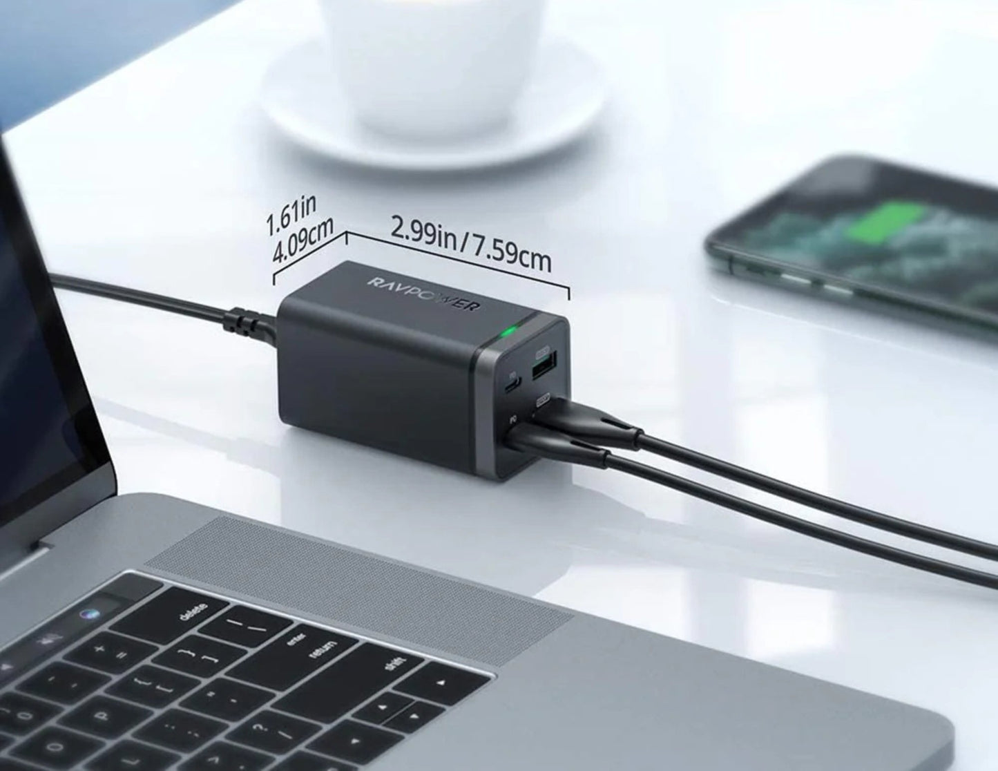 شاحن سطح المكتب RAVPower PD Pioneer 65W 4 منافذ GaN Tech USB-C - RP-PC136