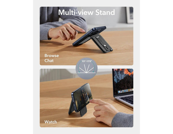 حامل محفظة ESR Grip (HaloLock) - حامل بطاقات متوافق مع MagSafe مع حامل قابل للتعديل - أسود وبني