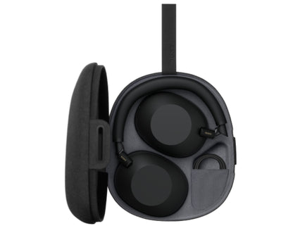 Sony WH-1000XM6 Wireless Noise Canceling Headphones – Black in a carrying case on a white background