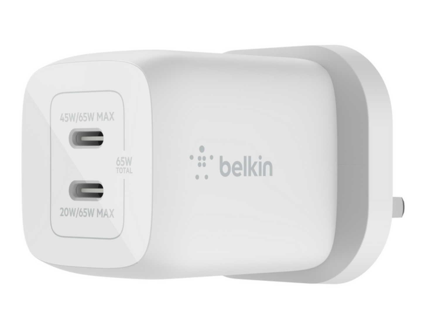 Belkin - شاحن حائط BoostCharge Pro ثنائي USB-C GaN مع PPS 65W