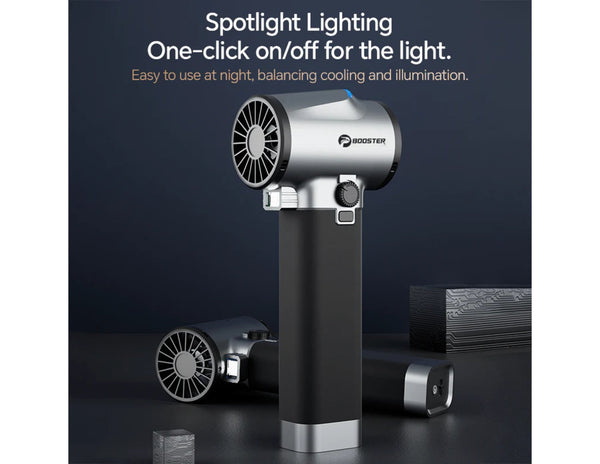 Handheld device with spotlight lighting feature on a dark background