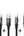 Set of USB cables with digital displays on a white background