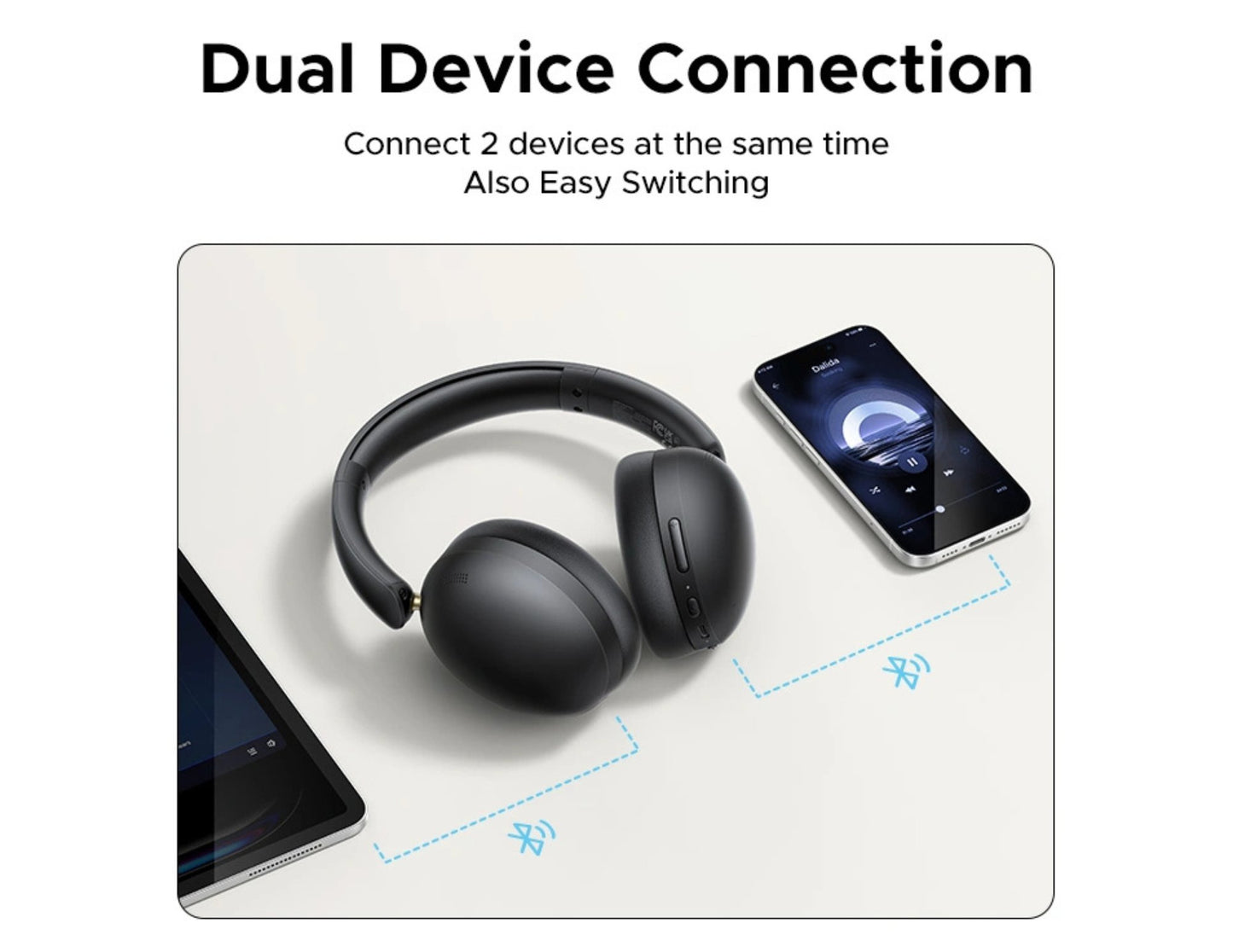 Black UGREEN Studio Max2 Wireless Headphones HP205 (45018) with dual device connection feature displayed on a white background