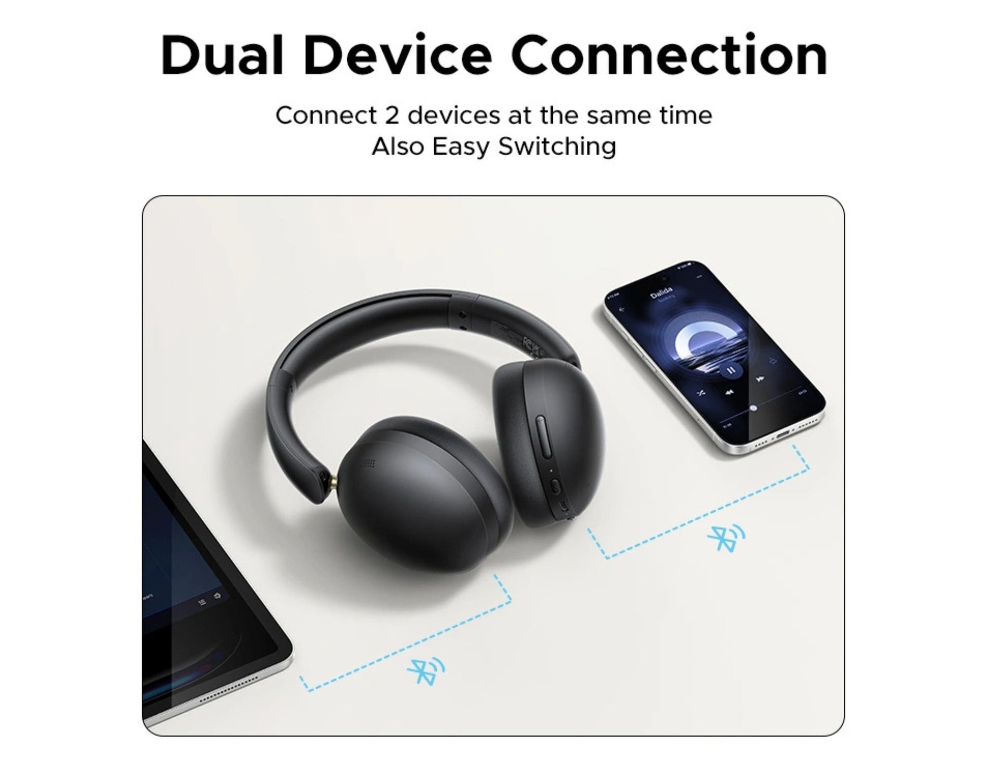 Black UGREEN Studio Max2 Wireless Headphones HP205 (45018) with dual device connection feature displayed on a white background