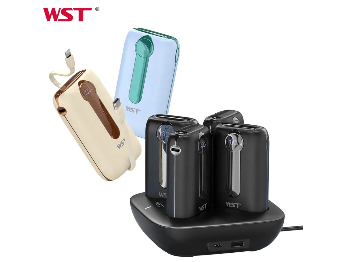 محطة إرساء بنك الطاقة WST Capsule Series بسعة 10000 مللي أمبير في الساعة × 4 - WP0224