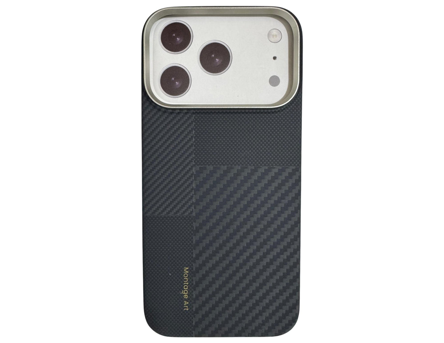 Benks ArmorAir Montage Kevlar® Phone Case for iPhone 17 Series – Black with carbon fiber texture on a white background