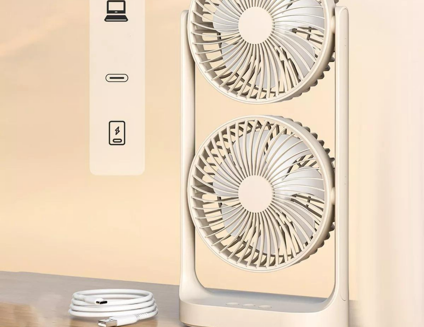 Portable Double Head Desktop Fan F-052 - THABTHABA STORE