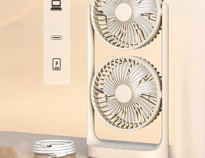 Portable Double Head Desktop Fan F-052 - THABTHABA STORE