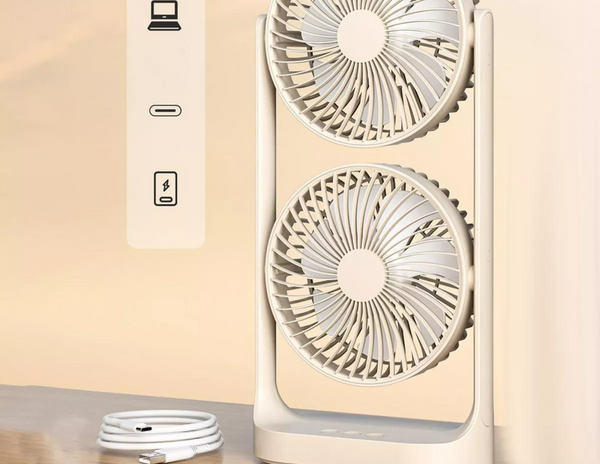 Portable Double Head Desktop Fan F-052 - THABTHABA STORE